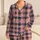 Vintage Pink Navy Plaid for Cozy Lounging and Relaxed Evenings at Home Satin Pajamas Set - 1