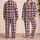 Vintage Pink Navy Plaid for Cozy Lounging and Relaxed Evenings at Home Satin Pajamas Set - 2