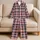 Vintage Pink Navy Plaid for Cozy Lounging and Relaxed Evenings at Home Satin Pajamas Set - 5