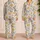 Golden Sun Faces And Tropical Leaves For Relaxed Bohemian Vacation Style Satin Pajamas Set - 2
