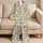 Golden Sun Faces And Tropical Leaves For Relaxed Bohemian Vacation Style Satin Pajamas Set - 5