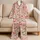 Blush Pink Blooms And Red Butterflies For Dreamy Cozy Evenings Satin Pajamas Set - 5
