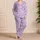 Lavender Watercolor Spots for Calm Weekend Lounging and Cozy Nighttime Comfort at Home Satin Pajamas Set - 4