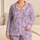Lavender Watercolor Spots for Calm Weekend Lounging and Cozy Nighttime Comfort at Home Satin Pajamas Set - 1