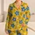 Blue Wildflowers And Sunny Yellow Blooms For Cheerful Everyday Lounging Satin Pajamas Set - 1