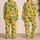 Blue Wildflowers And Sunny Yellow Blooms For Cheerful Everyday Lounging Satin Pajamas Set - 2
