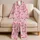 Pink Flamingo Hearts for Cozy Tropical Lounge Nights and Sweet Valentine's Day Gifts Satin Pajamas Set - 5