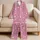 Soft Pink Hearts and Stars for Cozy Valentine's Evening Relaxation for Her at Home Satin Pajamas Set - 5