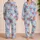 Watercolor Baseballs, Red Bows & Stars for Cozy Game Day Lounging and Gift Giving Satin Pajamas Set - 2