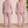 Blush Oval and Star Motifs for Cozy Nights and Relaxed Weekend Mornings Satin Pajamas Set - 2