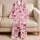 Mixed Pink And Red Hand-Painted Hearts For Cozy Valentine Nights And Sweet Lounging Satin Pajamas Set - 5