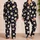 White Daisy And Blue Star Motifs For Playful Everyday Comfort And Relaxed Lounging Satin Pajamas Set - 2