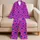 Bold Cobalt Stars on Fuchsia for Cozy Weekend Lounging and Relaxed Evenings at Home Satin Pajamas Set - 5
