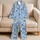 Blue Gingham With Cornflower Blooms For Relaxed Cottage Mornings And Evenings Satin Pajamas Set - 5