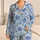 Blue Gingham With Cornflower Blooms For Relaxed Cottage Mornings And Evenings Satin Pajamas Set - 1