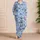 Blue Gingham With Cornflower Blooms For Relaxed Cottage Mornings And Evenings Satin Pajamas Set - 4