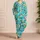 Retro Turquoise Radiating Daisies for Cheerful Relaxed Lounging at Home Satin Pajamas Set - 4