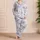 Indigo Rose Blooms for Relaxing Evenings and Cozy At-Home Comfort Satin Pajamas Set - 4