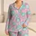 Aqua Scallop Shells on Macaron Pink for Relaxed Seaside Vacation and Island Getaways Satin Pajamas Set - 1