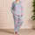 Aqua Scallop Shells on Macaron Pink for Relaxed Seaside Vacation and Island Getaways Satin Pajamas Set - 4
