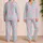 Aqua Scallop Shells on Macaron Pink for Relaxed Seaside Vacation and Island Getaways Satin Pajamas Set - 2