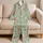 Mint Green Pink Daisy Blossoms for Cozy Spring Lounging and Relaxed Everyday Style Satin Pajamas Set - 5