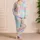 Pastel Gold Star Motif for Dreamy Spring Lounge Style and Cozy Evenings Satin Pajamas Set - 4