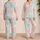 Pastel Gold Star Motif for Dreamy Spring Lounge Style and Cozy Evenings Satin Pajamas Set - 2