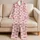 Blush Pink Bows And Fine Stripes For Cozy Evenings And Relaxed Lounging Satin Pajamas Set - 5