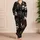 Graffiti Skull Cat Street Style Lounge Look for Women, Night Out Relaxed Vibes Edge Satin Pajamas Set - 4