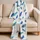 Blue Feather Botanical Coastal Lounge Set for Summer Beach Days, Unisex Boys and Girls Satin Pajamas Set - 5