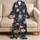 Midnight Navy Rose Garden Floral Motif for Romantic Bedtime Lounging and Holiday Gifting Satin Pajamas Set - 5