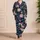 Midnight Navy Rose Garden Floral Motif for Romantic Bedtime Lounging and Holiday Gifting Satin Pajamas Set - 4