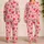 Red Heart Blush Pink Valentine's Day Sister Gift Matching Homewear for Teen Girls Satin Pajamas Set - 2