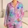 Dreamy Watercolor Stars Orchid Pink Summer Night Sky Look For Girls Vacation Style Satin Pajamas Set - 1