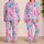 Dreamy Watercolor Stars Orchid Pink Summer Night Sky Look For Girls Vacation Style Satin Pajamas Set - 2