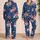 Navy Blue Pink Peony Floral Garden Springtime Bedtime Comfort for Girls and Kids Satin Pajamas Set - 2