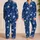 Navy Blue Botanical Flowers Garden-Inspired Bedtime Style for Girls and Women At Home Satin Pajamas Set - 2
