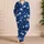 Navy Blue Botanical Flowers Garden-Inspired Bedtime Style for Girls and Women At Home Satin Pajamas Set - 4