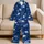 Navy Blue Botanical Flowers Garden-Inspired Bedtime Style for Girls and Women At Home Satin Pajamas Set - 5