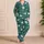 White Daisy Teal Green Botanical Meadow Floral Summer Lounge Style for Women and Girls Satin Pajamas Set - 4