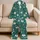 White Daisy Teal Green Botanical Meadow Floral Summer Lounge Style for Women and Girls Satin Pajamas Set - 5