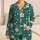 White Daisy Teal Green Botanical Meadow Floral Summer Lounge Style for Women and Girls Satin Pajamas Set - 1