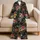 Coral Meadow Flowers Charcoal Botanical Garden Motif for Girls Summer Lounging Wear Satin Pajamas Set - 5