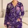 Royal Violet Rose Bouquet Motifs For Romantic Lounging And Holiday Gifting For Her Satin Pajamas Set - 1