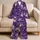 Royal Violet Rose Bouquet Motifs For Romantic Lounging And Holiday Gifting For Her Satin Pajamas Set - 5