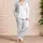White Heart Midnight Navy Cozy Valentine's Day Lounge Gift For Girls, Women, And Teens Satin Pajamas Set - 4