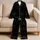Black Night Sky Speckles Cozy Bedtime Gift for Stargazers and Dreamy Home Lounging Satin Pajamas Set - 5
