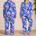 Cobalt Blue Ballet Pink Marbled Tie Dye Cozy Loungewear For Yoga, Travel, Girls And Teens Satin Pajamas Set - 2