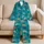 Colorful Sea Turtle And Coral Motif For Coastal Resort Lounging, Beach Days And Travel Satin Pajamas Set - 5